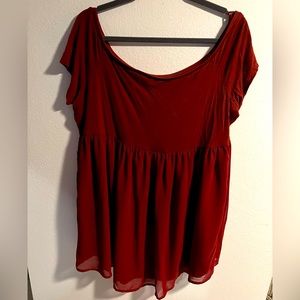 Torrid Burgundy Babydoll super soft chiffon blouse